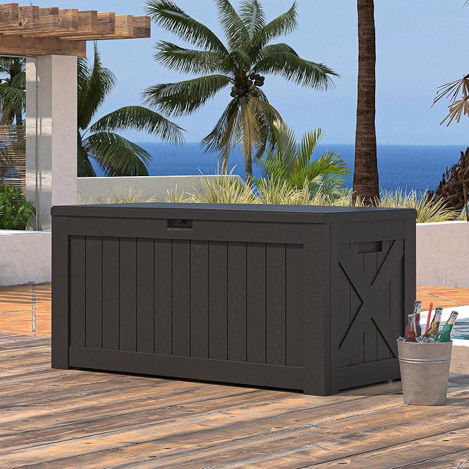Patiowell 120 Gallon Large Deck Box, Outdoor Lockable Storage Box - Image 2
