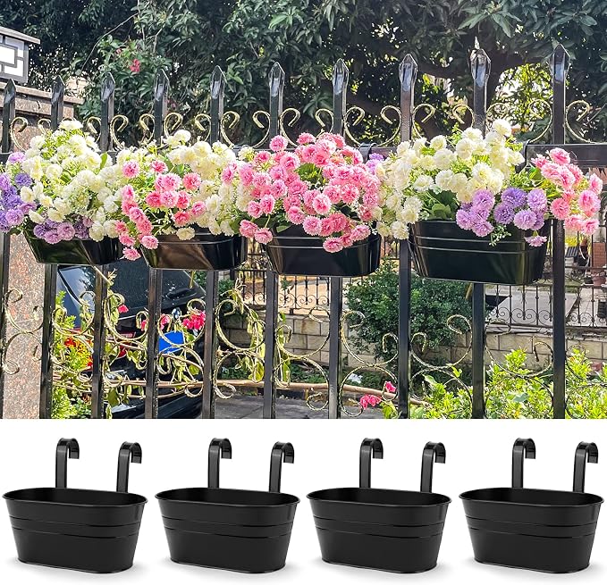 OGIMA 4pcs Hanging Flower Pots, Metal Iron Wall Planter Indoor/Outdoor - Image 6