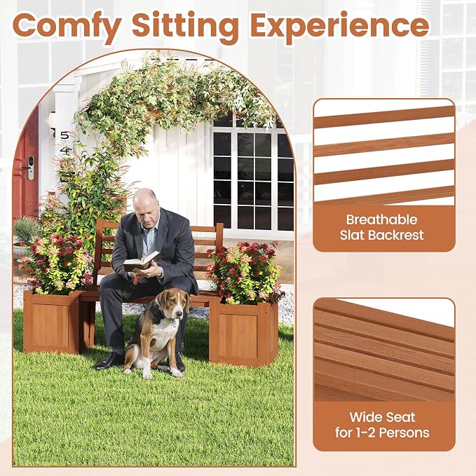 Giantex 2-in-1 Outdoor Bench - Image 7