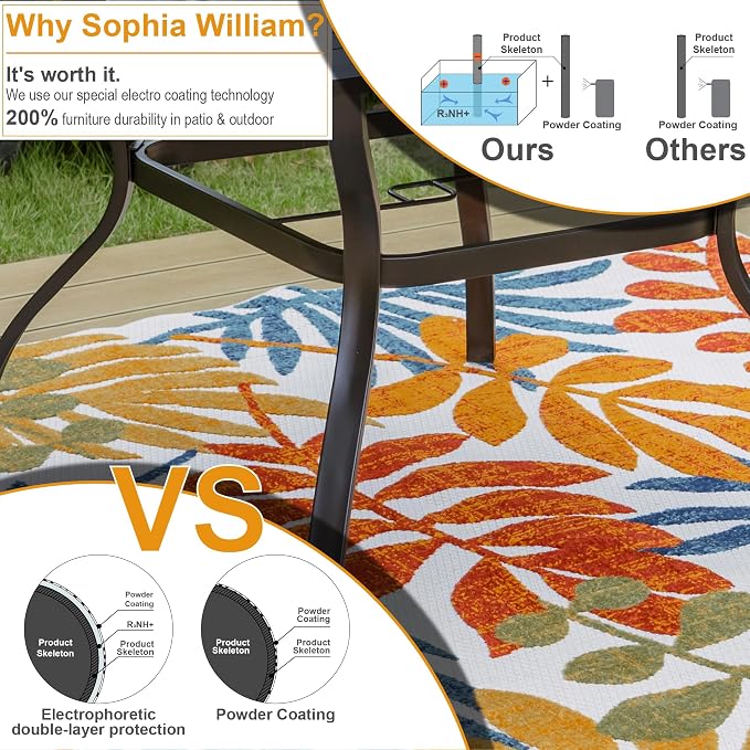 Sophia & William Square Patio Dining Table - Image 6