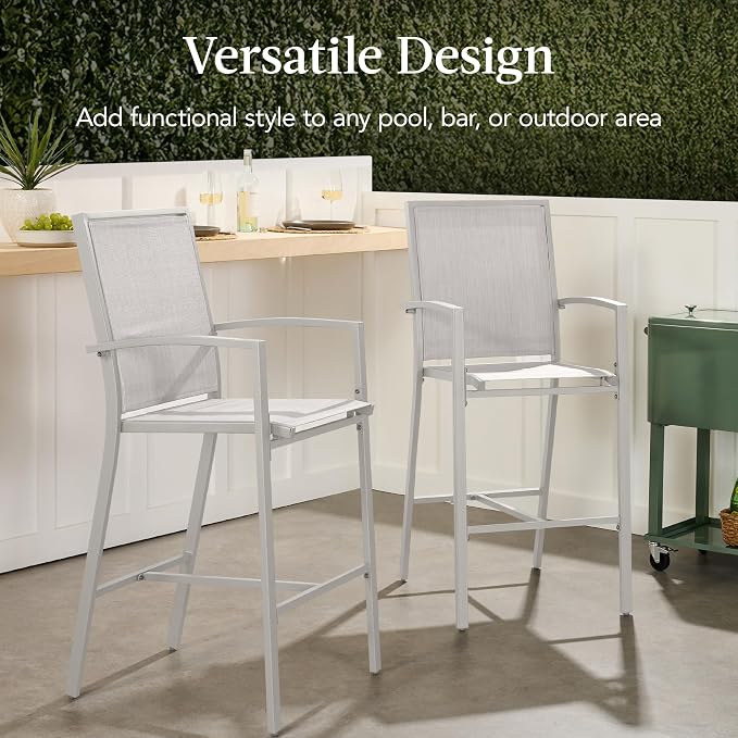 Best Choice Products Outdoor Bar Stools Set of 2, Bar Height, Patio Furniture - Image 6