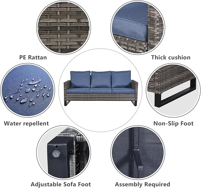 Belord 7 Piece Outdoor Furniture Patio Wicker Sofa Set, Oversize Outdoor Dining - Image 4