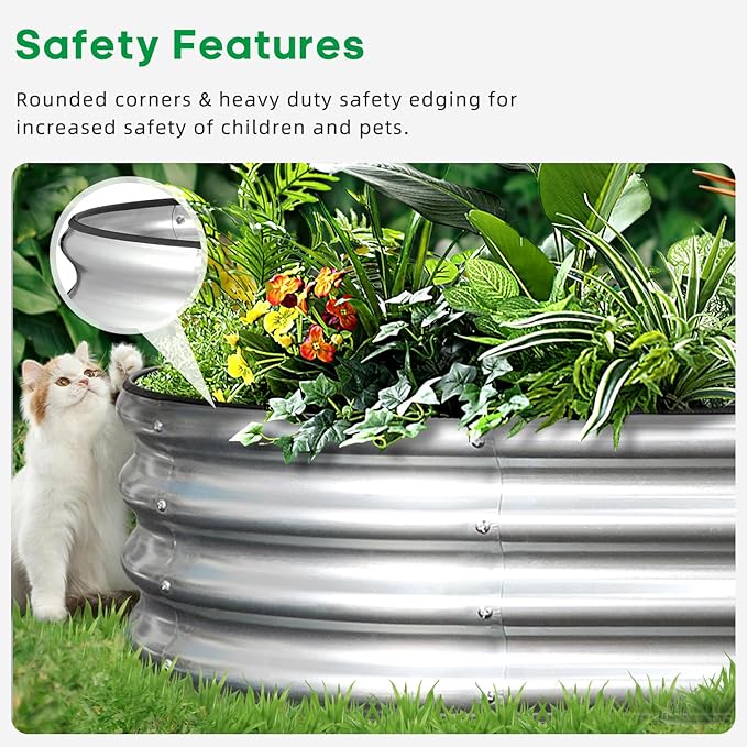 JERIA 2 Pcs 6×3×1ft Oval Raised Garden Bed, Galvanized Raised Garden Bed Kit - Image 5
