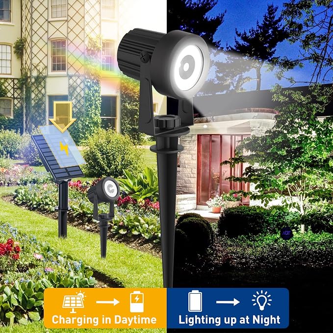 T-SUNUS Solar Garden Spot Lights, LED Solar Landscape Light Outdoor IP65 - Image 2