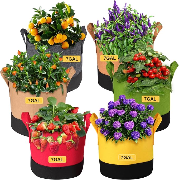 Grow Bags 7 Gallon, 6 Pack Fabric Plant Pots by SouilGoal