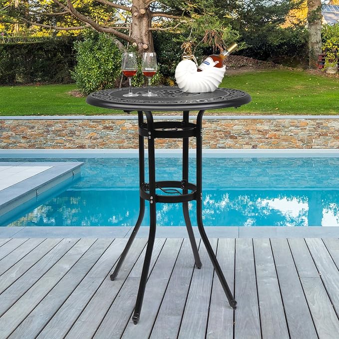 VINGLI Cast Aluminum Bar Height Patio Table - Image 7