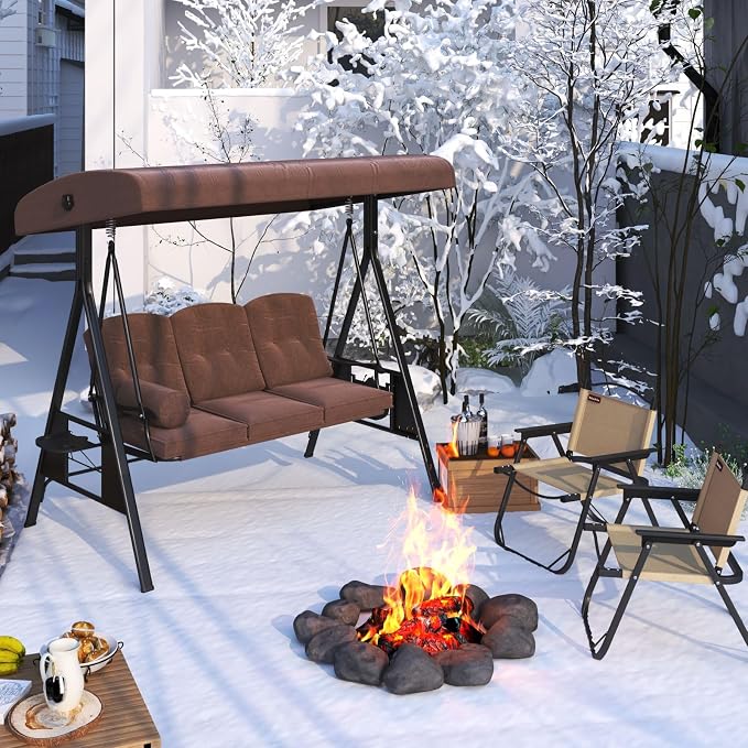 AECOJOY Outdoor Porch Swing, 3-Seat Porch Swing - Image 9