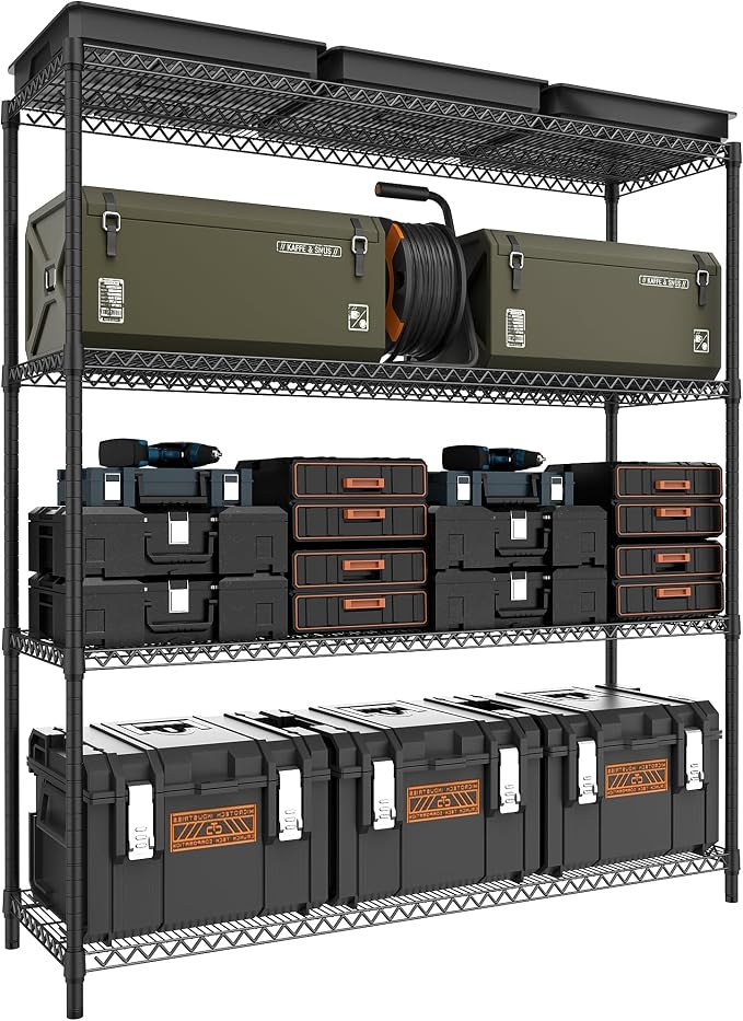 2800LBS 59" W 4 Tiers Storage Shelves Load, Metal Shelving Wire Metal Shelving by MEIGAOPLASTICANDMETALHKCOLIMITED