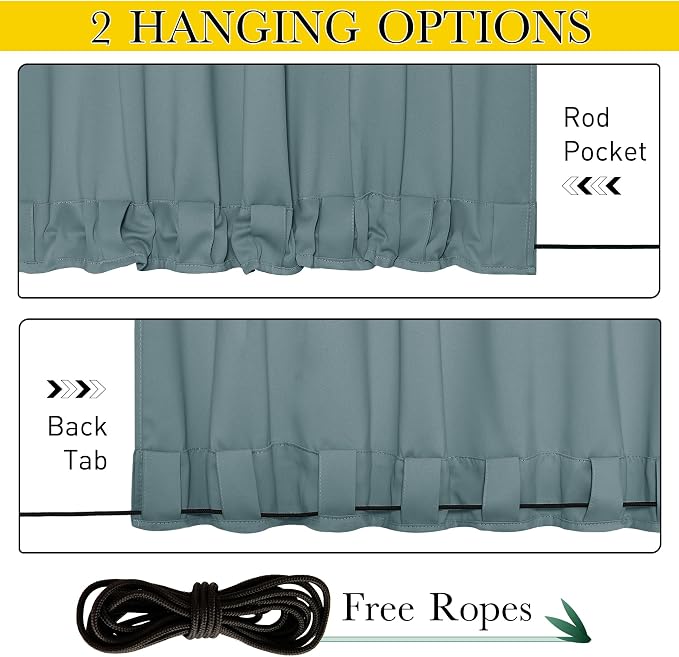 NICETOWN Outdoor Curtains for Patio Waterproof 108 inches Long 2 Panels - Image 2