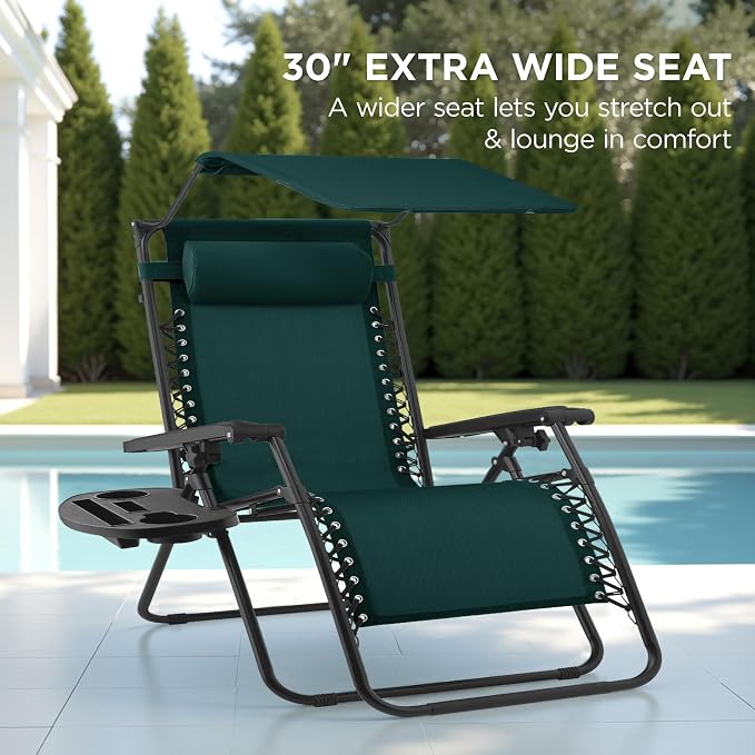 Best Choice Products 30” Wide Folding Zero Gravity Outdoor Recliner Patio - Image 3
