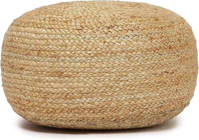 REDEARTH · Jute Circular Low Pouf Ottoman - Image 4
