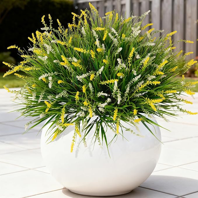 Artificial Faux Plants for Outdoor Spring Decoration, Fake Flowers Shrubs UV by Ammyoo