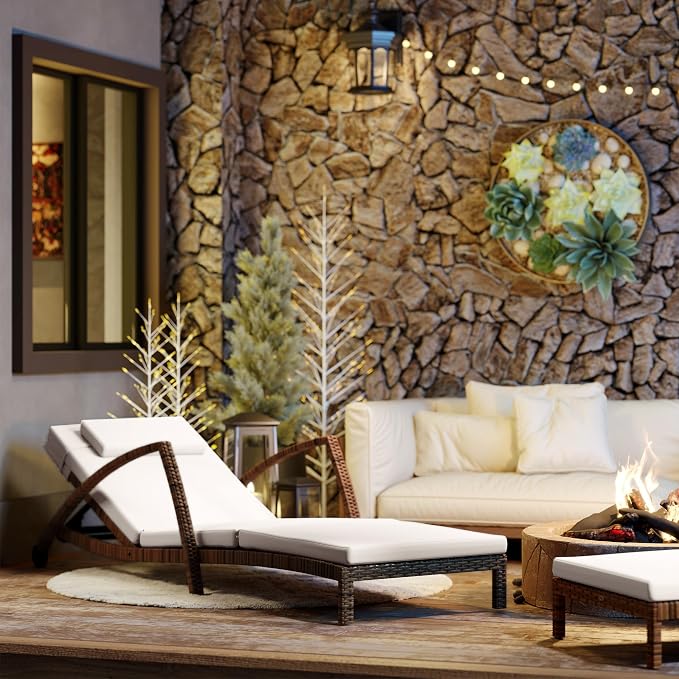 Outsunny Wicker Chaise Lounge Chair Outdoor Set of 2, 5-Position Adjustable - Image 8