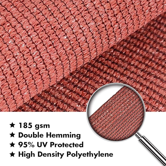KANAGAWA Sun Shade Sail 15'x15'x21' Rust Red Triangle UV Block Canopy Cover - Image 5