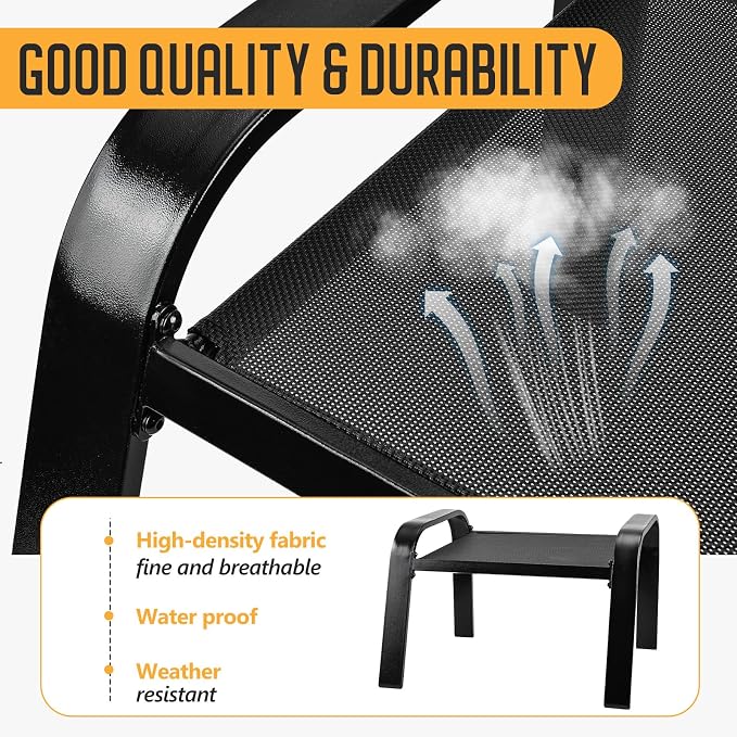 Outddor Patio Ottoman 2 Set All Weather Outdoor Foot Rest Patio Furniture - Image 3