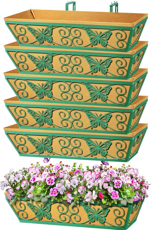 6 Pack 24 Inch Window Boxes Planters Railing Planter Box by KarlliuHOMEGARDEN
