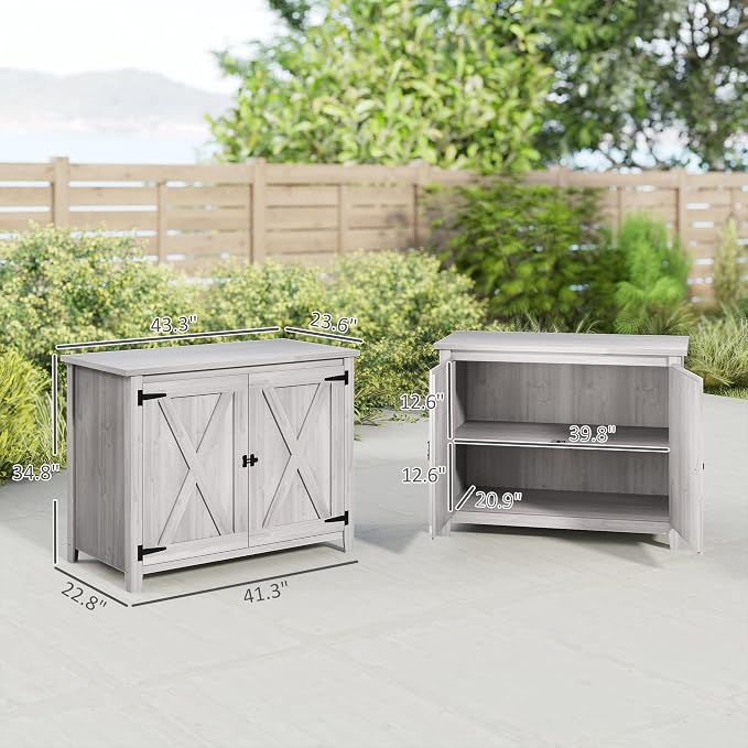 Outsunny Wood Garden Shed, Compact Outdoor Storage Cabinet Potting Shed - Image 7