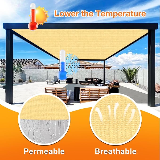 Artpuch Outdoor Pergola Shade Cover 14x18 FT Sun Shade Cloth - Image 4