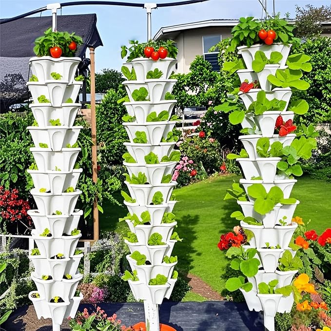 Strawberry Planters, 7 Tiered Vertical Stackable Planter, Herb Stacking Tower - Image 5