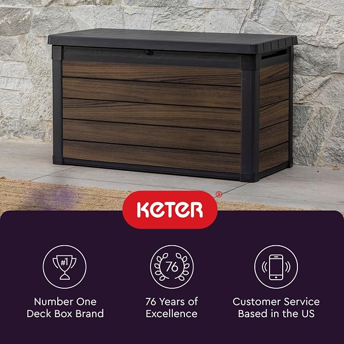 Keter Rosewood 100 Gallon Resin Deck Box Organization and Storage - Image 10