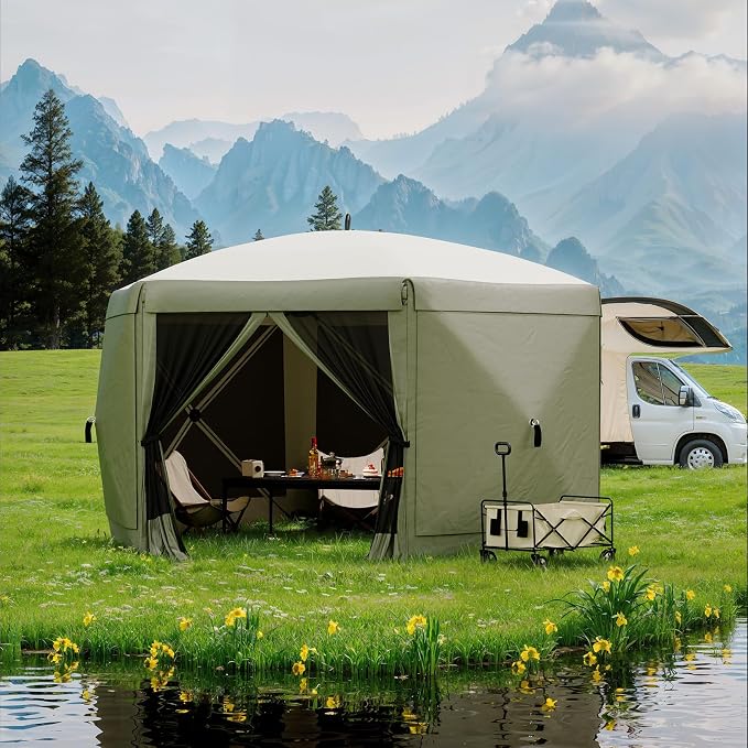 13x13FT 6-Sided Pop Up Gazebo Tent，One-Push Setup Canopy Tent - Image 6