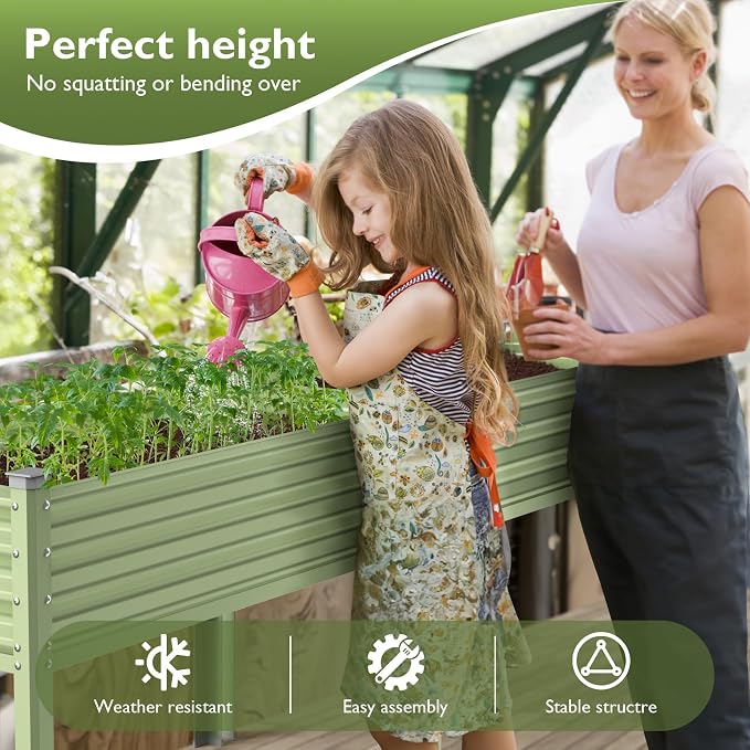 Raised Garden Bed with Legs, 48×24×32in Large Galvanized Elevated Planter Box - Image 2