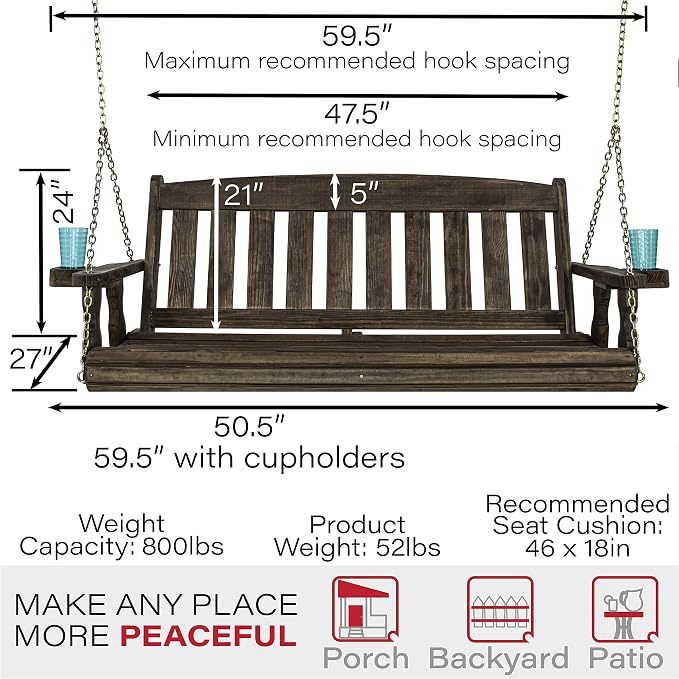 Amish Casual Heavy Duty 800 Lb Mission Treated Porch Swing - Image 5