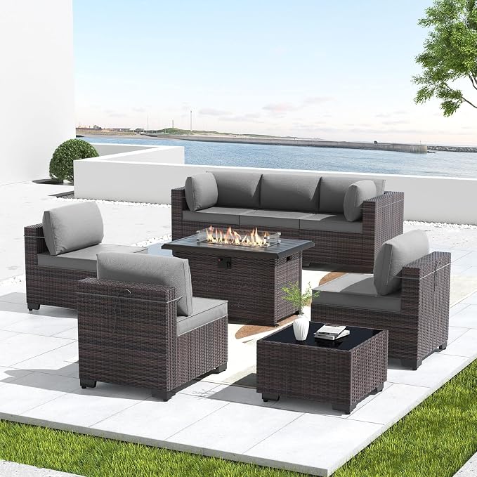 Kullavik 8 Pieces Outdoor Patio Furniture Set, Sectional Sofa Set - Image 7