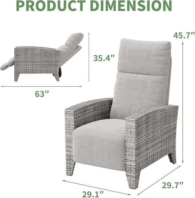 IDEALHOUSE Wicker Outdoor Recliner Reclining Patio Chairs - Image 2