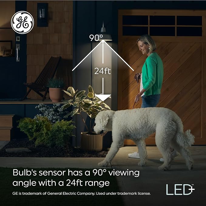 GE LED+ Motion Sensor LED Light Bulbs, Outdoor Security Lights, A21 2 Count - Image 5
