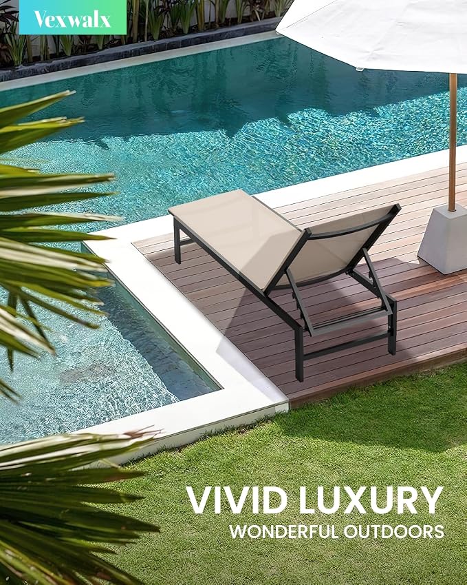 Outdoor Lounge Chairs Set of 3, Aluminum Chaise Lounge Chairs - Image 2