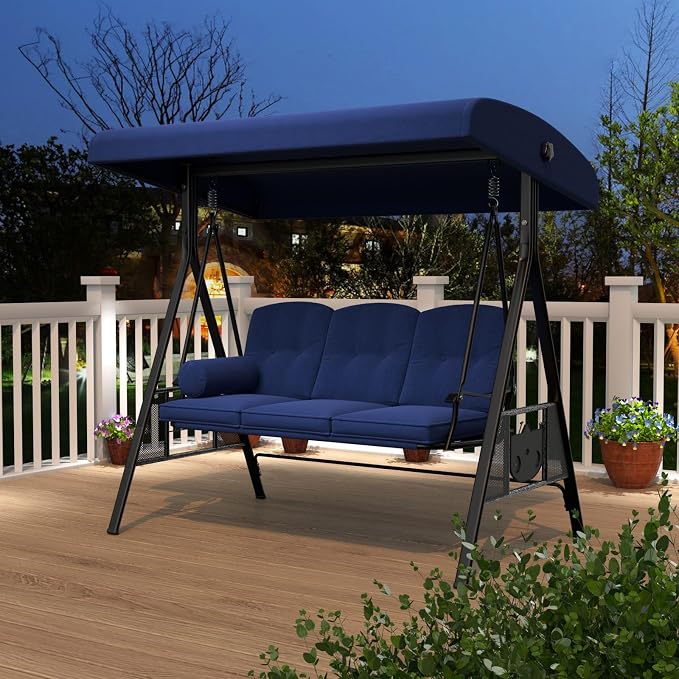 AECOJOY Outdoor Porch Swing, 3-Seat Porch Swing - Image 8