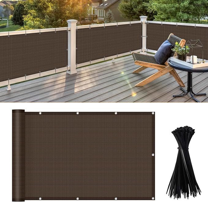 LOVE STORY 3'x6' Brown Balcony Screen Privacy Fence Cover UV Protection by LOVESTORY