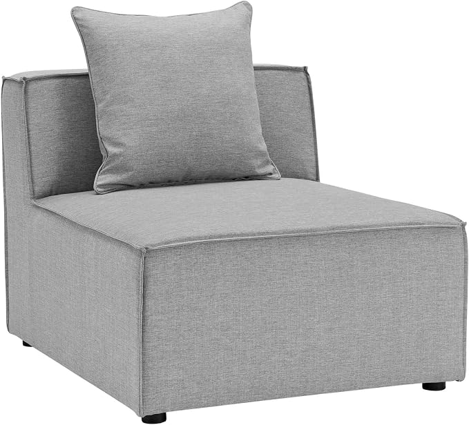 Modway Saybrook Outdoor Patio Upholstered Sectional Sofa Armless Chair in Gray - Image 3