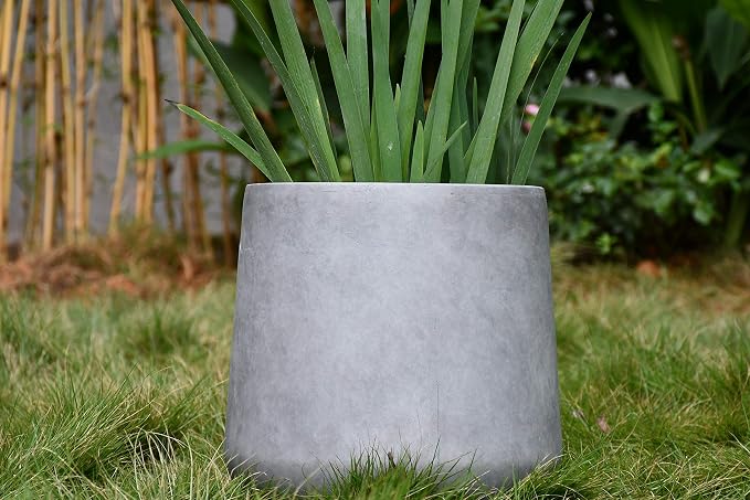 Kante 15.3" Dia Round Concrete Planter, Outdoor Indoor Large Plant Pots - Image 14