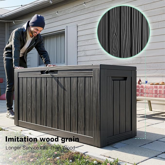 90 Gallon Waterproof Outdoor Storage Box, Resin Deck Box, Lockable Outside - Image 4