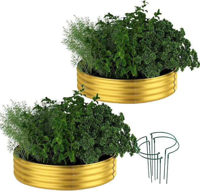 Galvanized Metal Planter Round Raised Garden Bed Kit by ZFHgarden