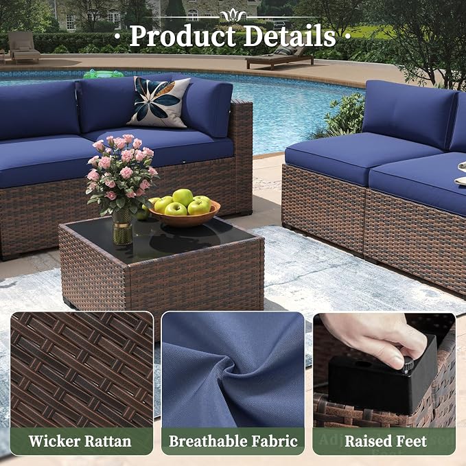 Aoxun 11 Piece Patio Furniture Set Wicker Rattan Patio Conversation Set Outdoor - Image 3