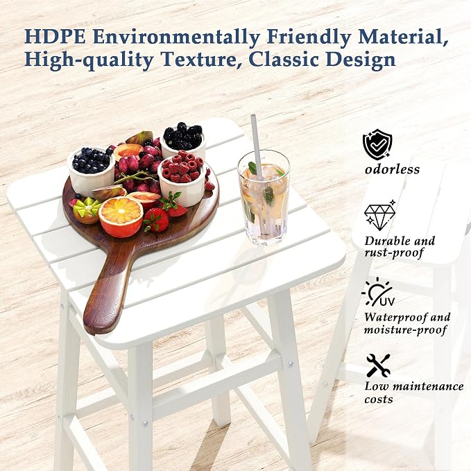3-Piece Outdoor High Table Set, HDPE Weather Resistant - Image 4