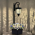 Solar Lamp Post Light with Planter, Outdoor Solar Lights with Crackle Glass by YonaveilLighting