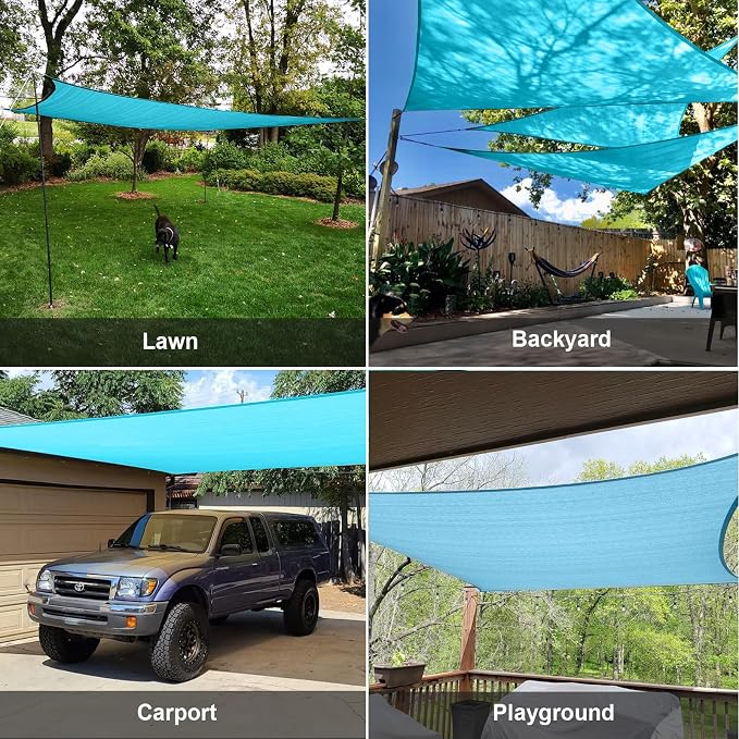 SUNLAX Sun Shade Sail 8' x 16' Turquoise Blue Rectangle Canopy Sail Shade Cover - Image 8