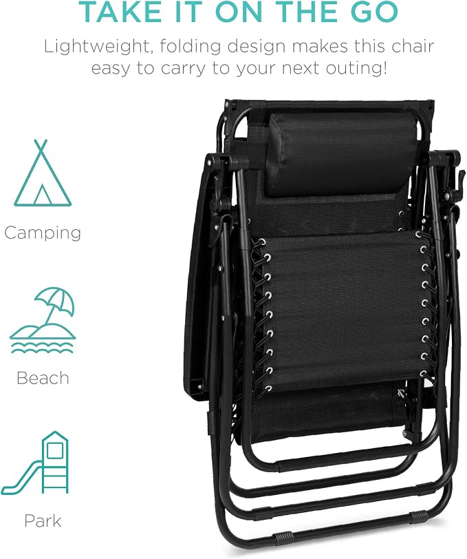 Best Choice Products Folding Zero Gravity Outdoor Recliner Patio Lounge Chair - Image 8