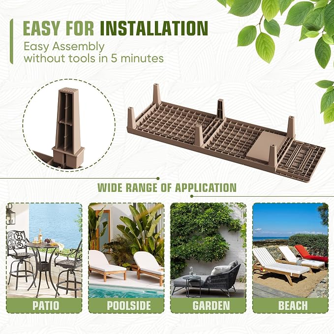 Greesum Outdoor Chaise Lounge Chair Set of 2, Waterproof 5-Position Adjustable - Image 6