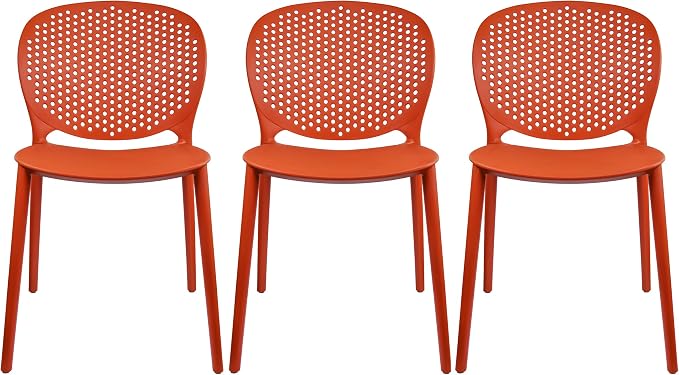 2xhome Set of 3 Patio Dining Chairs | Modern Stackable Outdoor Pool Side Chair by 2xhome