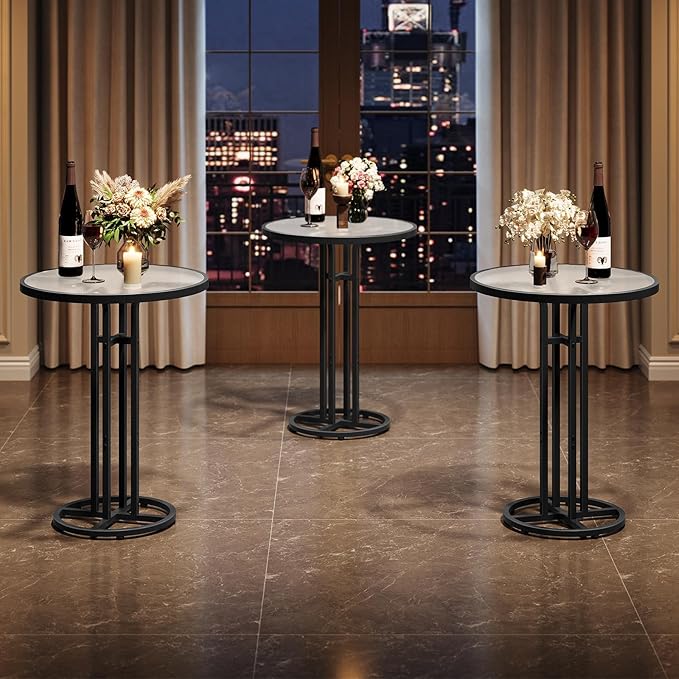 HOOBRO Bar Table, 23.6-Inch Round Pub Table, Frosted Glass Cocktail Table - Image 6