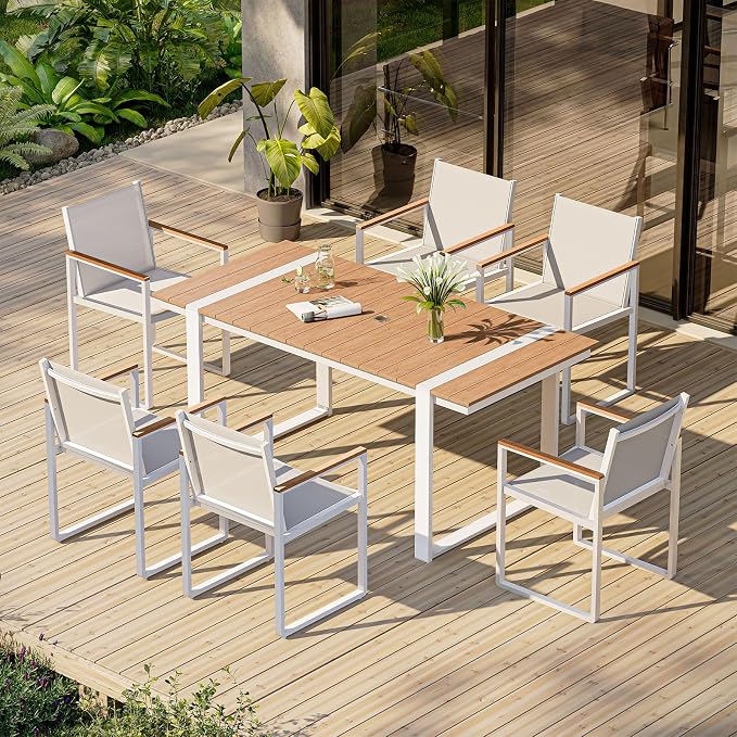 Outdoor Dining Table for 6, HDPS+ Aluminum Patio Dning Table - Image 6