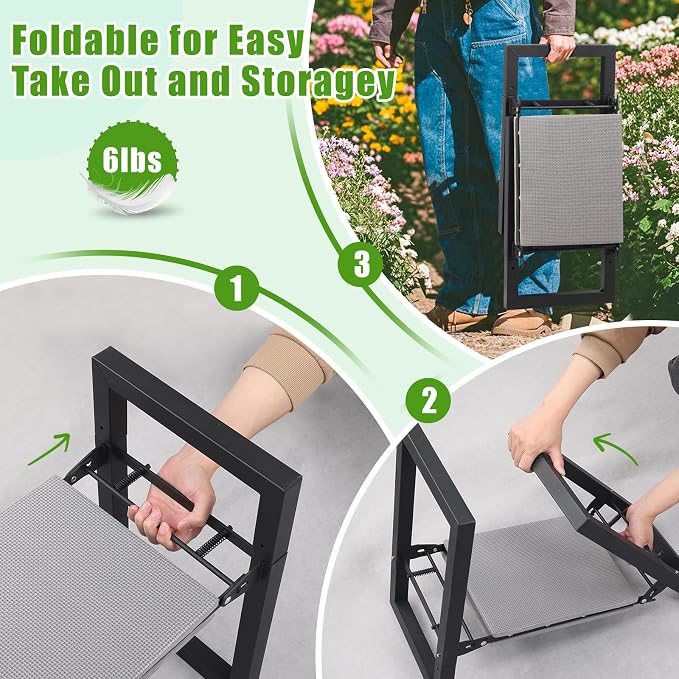 Garden Kneeler and Seat, 12.7" Wide Folding Heavy Duty Gardening Bench - Image 7
