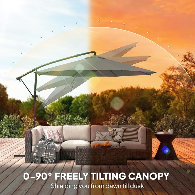 Outsunny 10 ft Offset Patio Umbrella - Image 4
