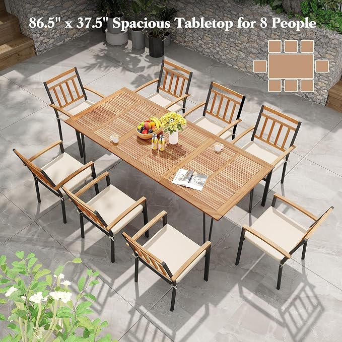Tangkula 86.5" Large Patio Dining Table - Image 4