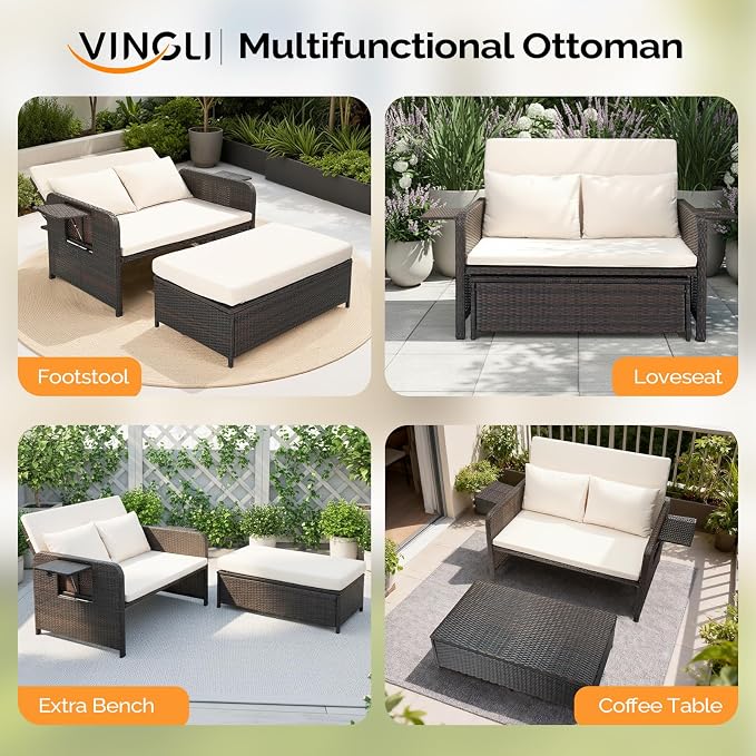 VINGLI Patio Daybed, Wicker Outdoor Daybed - Image 8